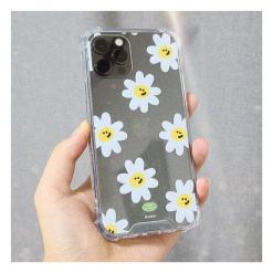 아이폰투명케이스 그리다팩토리 :: 데이지 스마일 꽃 패턴, 귀여운 프린팅 투명 범퍼 케이스 추천