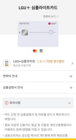 KB국민 LG U 심플라이트카드