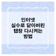 인터넷 실수로 닫아버린 탭창 다시켜는방법