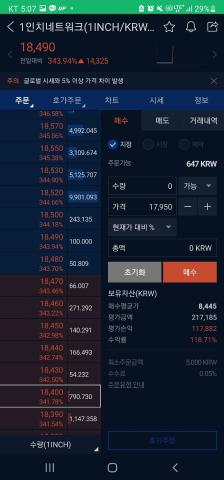 1인치네트워크 코인 소액 118% 수익인증
